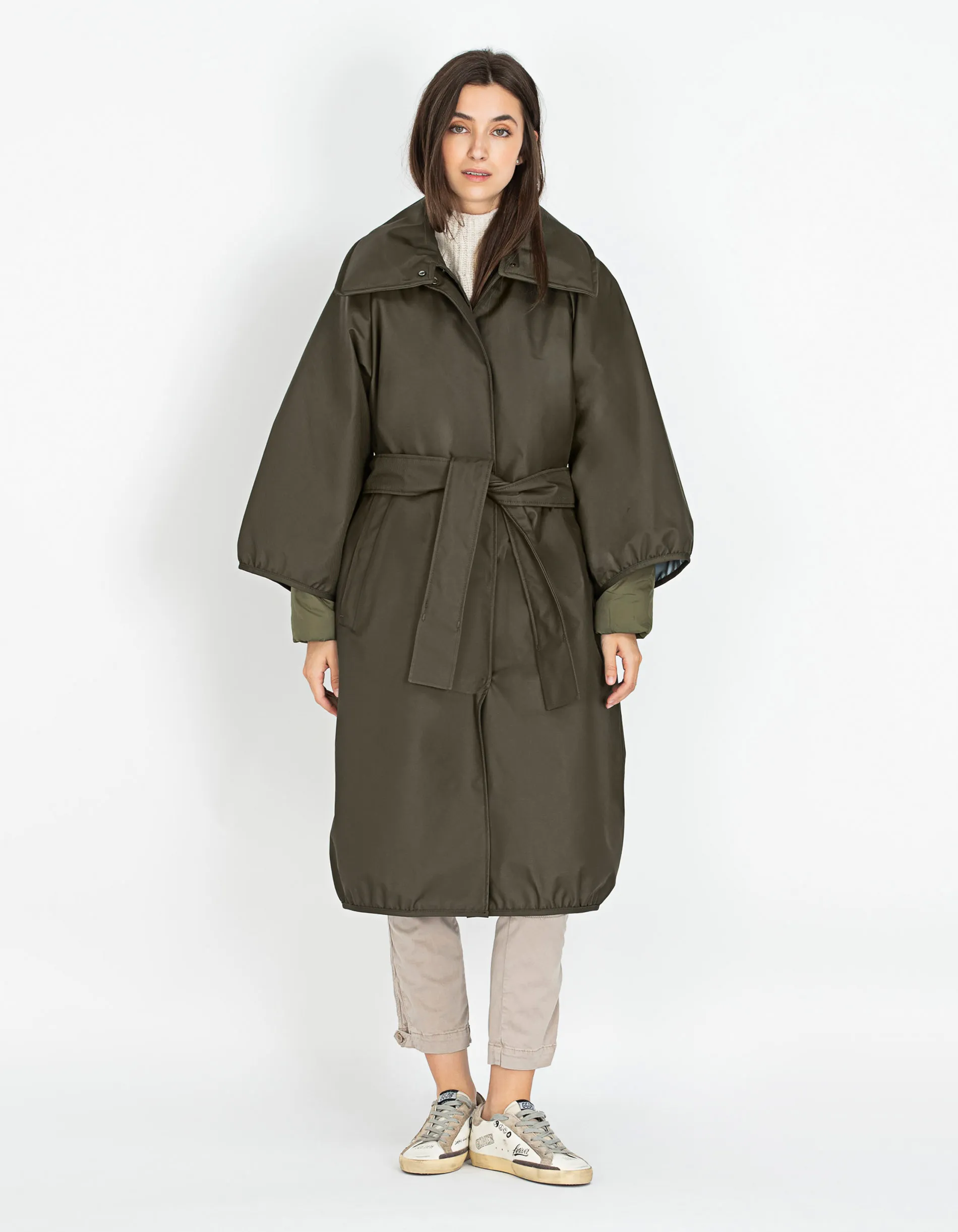 G-LAB Grace Emerald Green // 2-in-1 Trench-Mantel mit herausnehmbarem Thermofutter und Bindegürtel